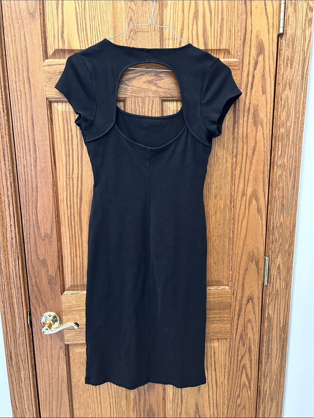 Nine West Black Scoop-Cut Short Sleeve Midi Dress image 4
